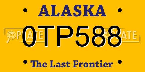 0TP588 Alaska License Plate