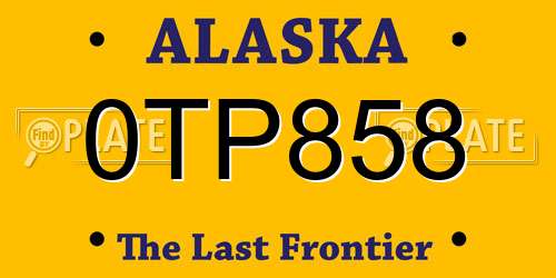 0TP858 Alaska License Plate