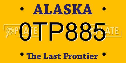 0TP885 Alaska License Plate