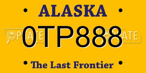 0TP888 Alaska License Plate
