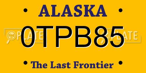 0TPB85 Alaska License Plate