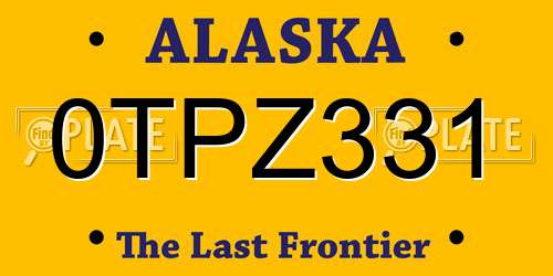 0TPZ331 Alaska License Plate