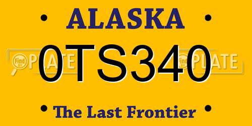 0TS340 Alaska License Plate