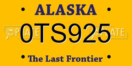 0TS925 Alaska License Plate