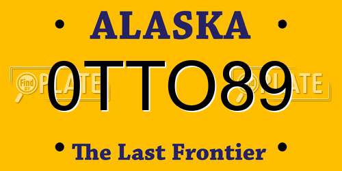 0TTO89 Alaska License Plate