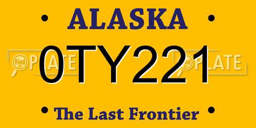 0TY221 Alaska License Plate