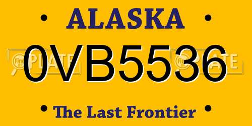 0VB5536 Alaska License Plate