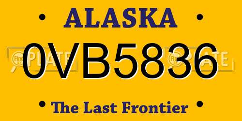 0VB5836 Alaska License Plate