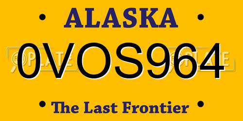 0VOS964 Alaska License Plate