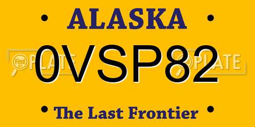 0VSP82 Alaska License Plate