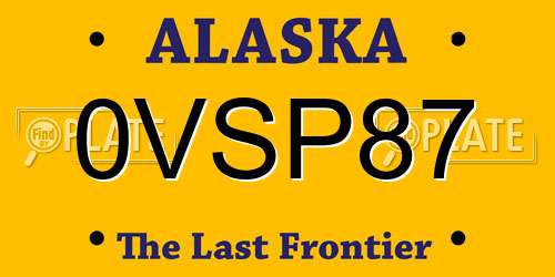 0VSP87 Alaska License Plate
