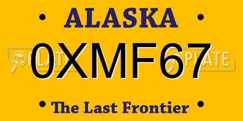 0XMF67 Alaska License Plate