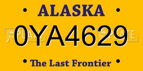 0YA4629 Alaska License Plate