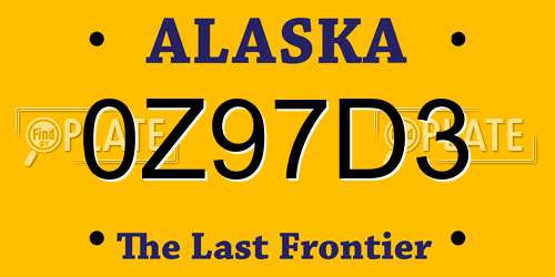 0Z97D3 Alaska License Plate