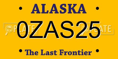 0ZAS25 Alaska License Plate