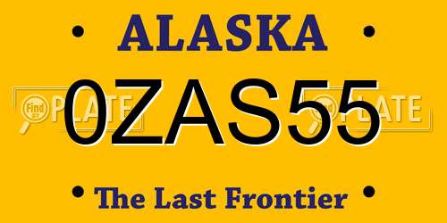 0ZAS55 Alaska License Plate
