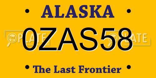 0ZAS58 Alaska License Plate