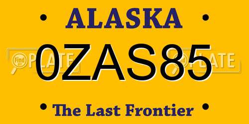0ZAS85 Alaska License Plate