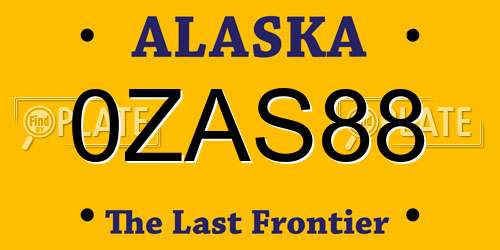0ZAS88 Alaska License Plate