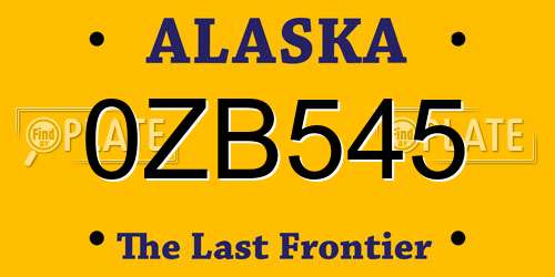 0ZB545 Alaska License Plate