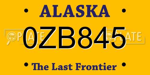 0ZB845 Alaska License Plate