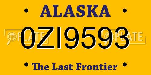 0ZI9593 Alaska License Plate