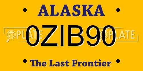 0ZIB90 Alaska License Plate