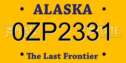 0ZP2331 Alaska License Plate