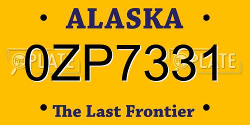 0ZP7331 Alaska License Plate