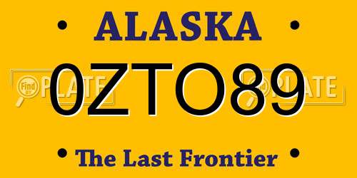 0ZTO89 Alaska License Plate