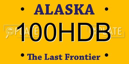 100HDB Alaska License Plate