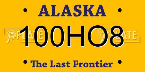 100HO8 Alaska License Plate