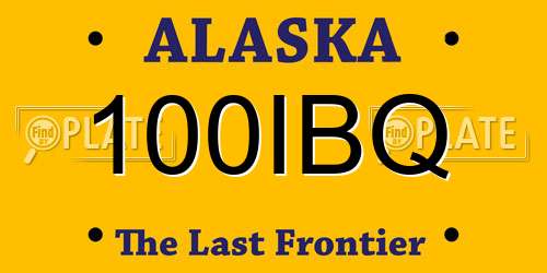 100IBQ Alaska License Plate