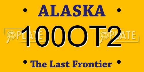 100OT2 Alaska License Plate