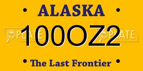 100OZ2 Alaska License Plate