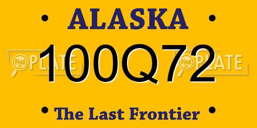 100Q72 Alaska License Plate