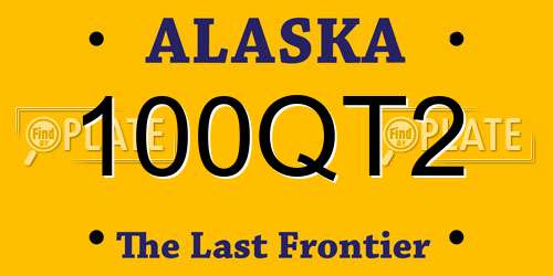 100QT2 Alaska License Plate