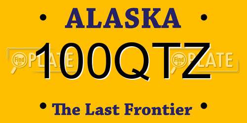 100QTZ Alaska License Plate