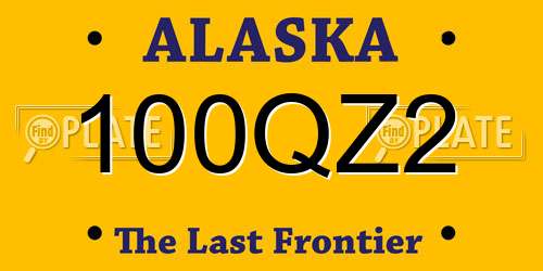 100QZ2 Alaska License Plate
