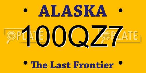100QZ7 Alaska License Plate