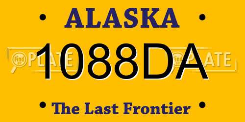 1088DA Alaska License Plate