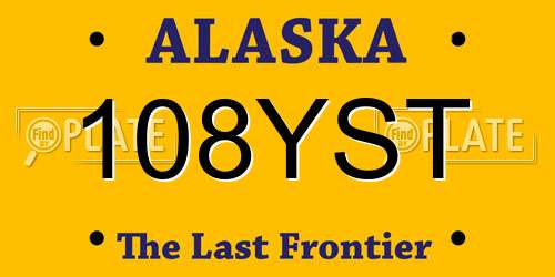 108YST Alaska License Plate