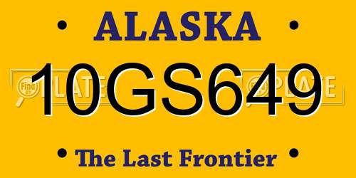 10GS649 Alaska License Plate