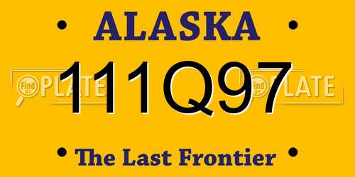 111Q97 Alaska License Plate