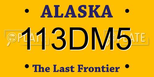 113DM5 Alaska License Plate