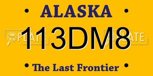 113DM8 Alaska License Plate