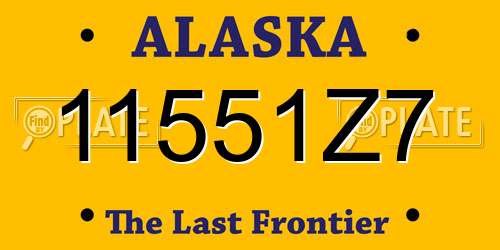 11551Z7 Alaska License Plate