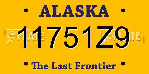 11751Z9 Alaska License Plate