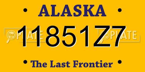 11851Z7 Alaska License Plate