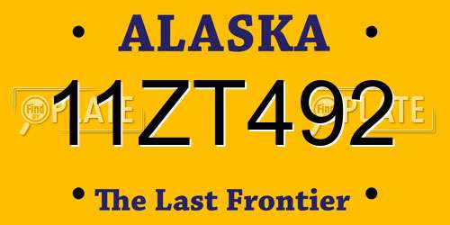 11ZT492 Alaska License Plate